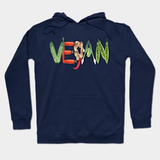 WATERCOLOR VEGAN - VEGETABLE TYPOGRAPHY ART DESIGN Hoodie